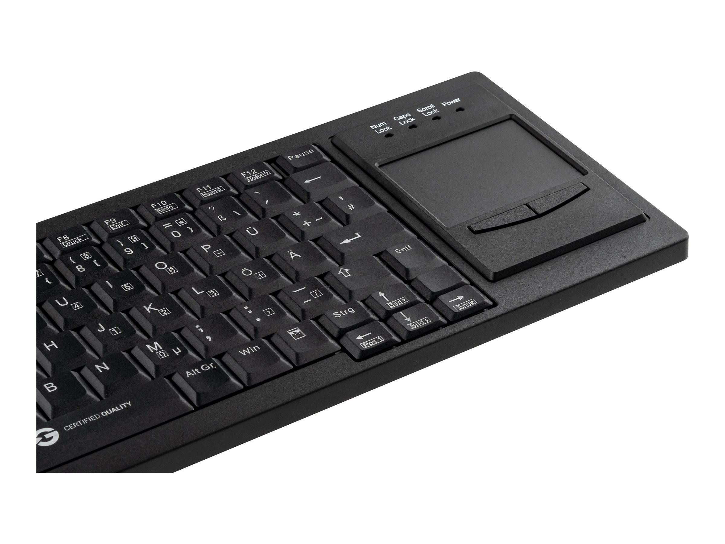 GETT CleanType Xtra Touch Tastatur mit Touchpad USB QWERTZ Schwarz