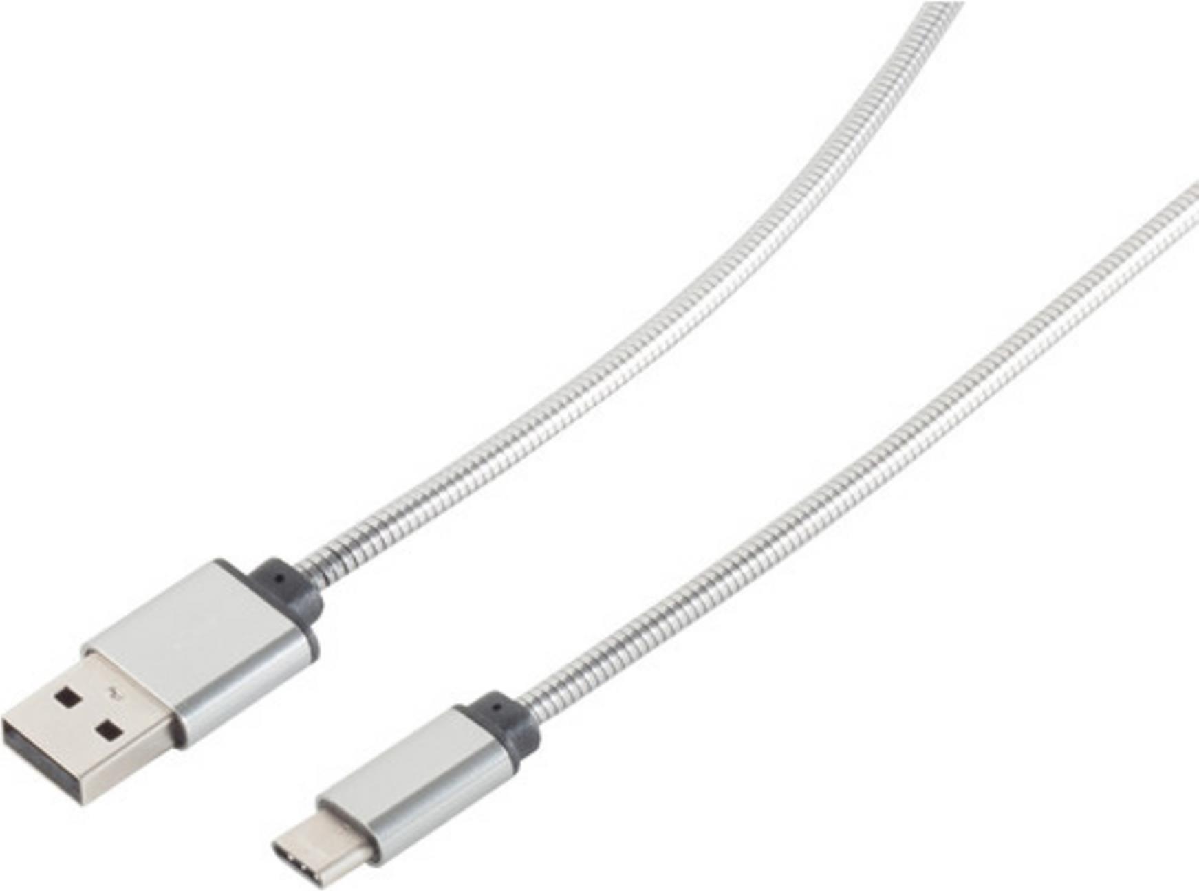 S-Conn 14-12001 USB Kabel 1 m USB 2.0 USB A USB C Silber (14-12001)