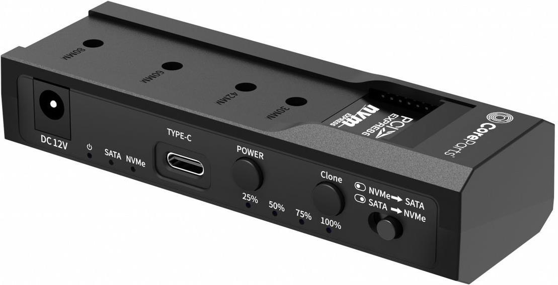 CoreParts MS-CLONER-M2-2.5. SSD Schnittstelle: M.2. Stromverbrauch (Standardbetrieb): 15 W, Ausgangsspannung: 5 V, Ausgangsstrom: 3 A. Gewicht: 200 g. Paketgewicht: 250 g, Verpackungshöhe: 157 mm, Verpackungsbreite: 45 mm (MS-CLONER-M2-2.5)