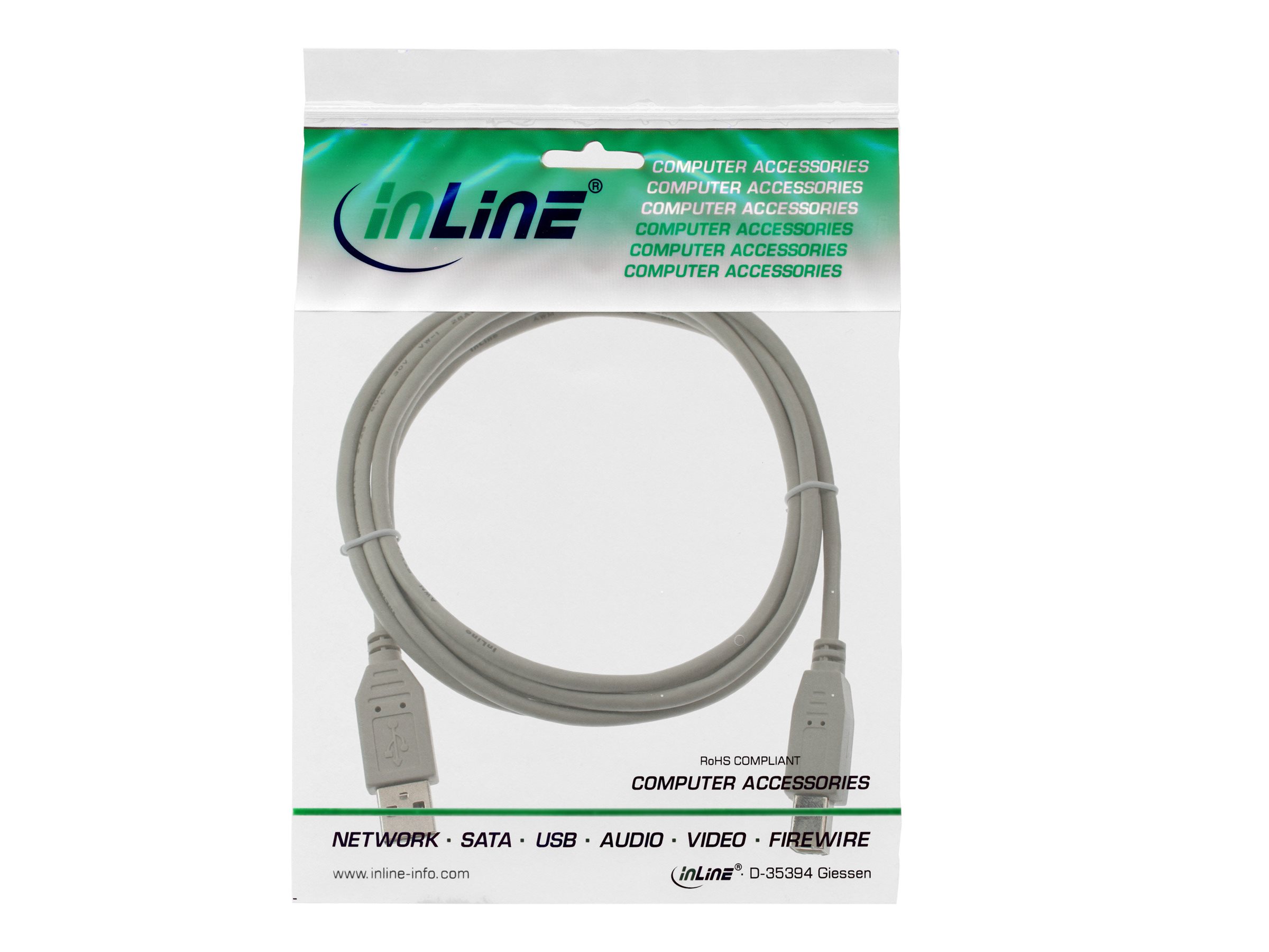 InLine USB 2.0 Kabel USB A auf USB B 0,5 m Beige