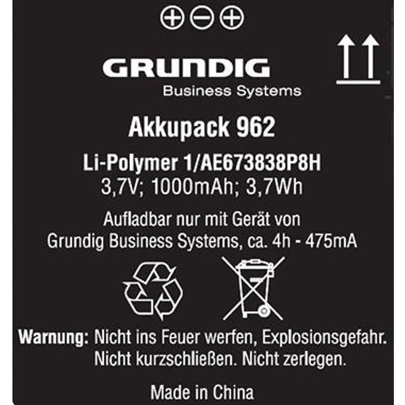 Grundig Li-Ion 1000 mAh Lithium-Ion Diktiergerät GCM9620