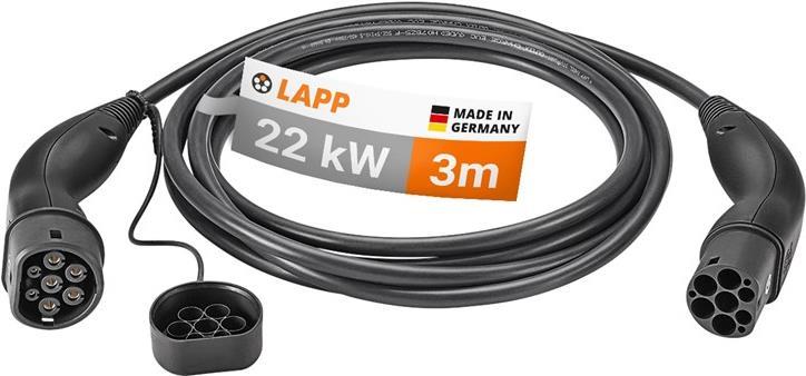 LAPP MOBILITY Ladekabel Typ 2, bis zu 22 kW, 3 m, schwarz (65754)