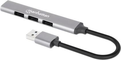 Manhattan 168427 Schnittstellen-Hub USB 3.2 Gen 1 (3.1 Gen 1) Type-A 5000 Mbit/s Grau (168427)