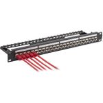 EFB-Elektronik 24-Port Patchpanel Cat.6A 1HE bestückt mit Einbauadapter schwarz Hersteller: EFB Elektronik (37598.1)