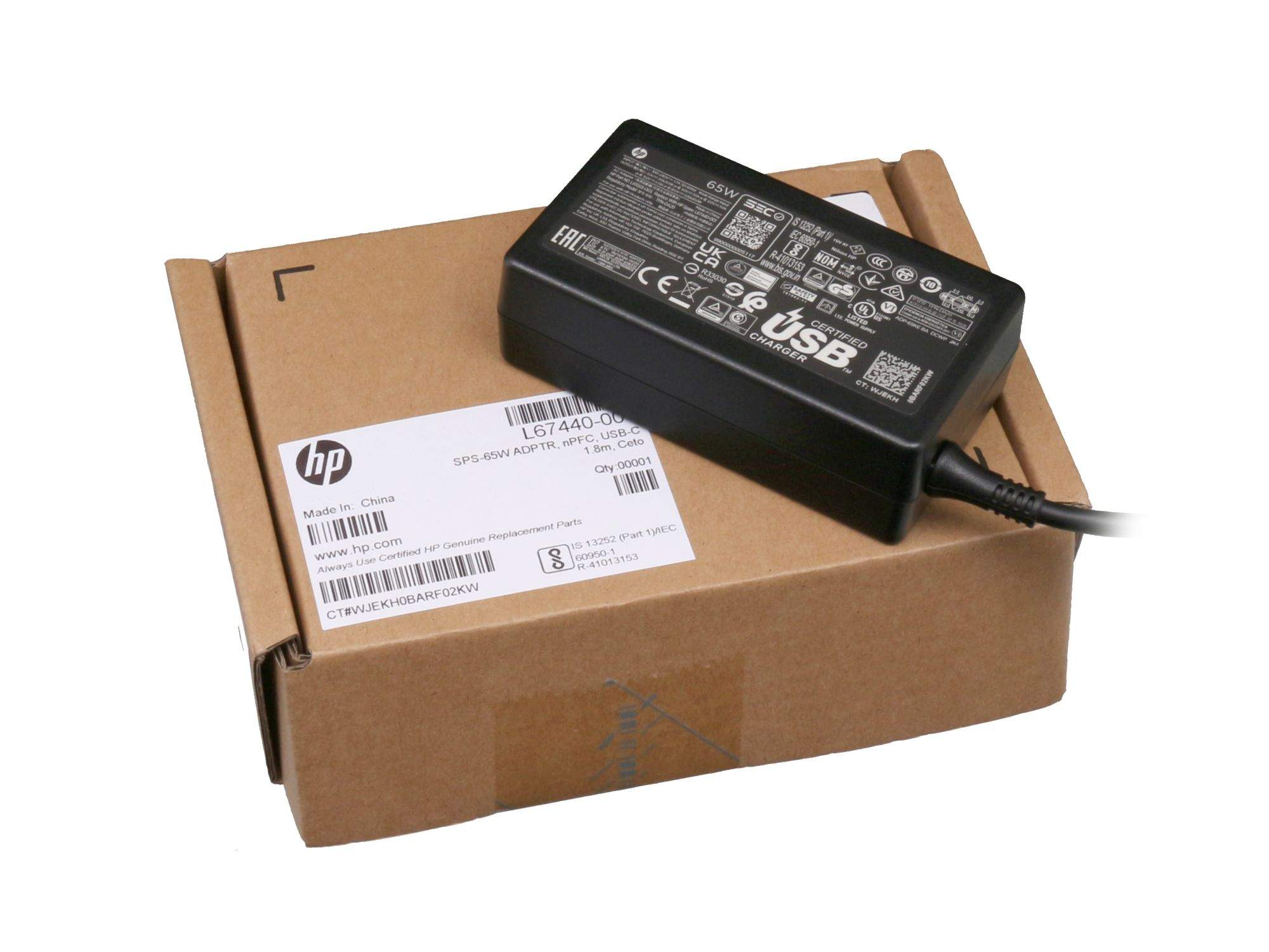HP 2Q006AV USB-C Netzteil 65 W Schwarz