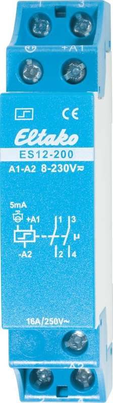 Eltako Stromstoß-Schalter ES12-200, 2 Schließer 16 A ES12-200 8 - 230 V/UC oder 230 V 2 Schließer 16 A 250 V/AC (Glühlam (21200002)