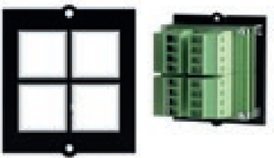 Bachmann Tastenmodul 4-fach, blau illuminiert, frei beschriftbar, Universalmodul zur Einbindung anderer Steuersysteme (5V/12V/24v/48V) einstellbare Spannung für LED, Steck-Schraub-Klemme: 4-fach; 2x Schraube Torx (917.195)