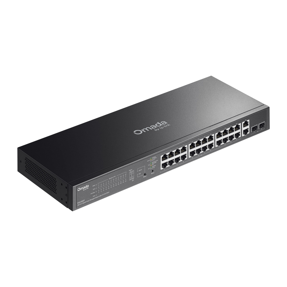 TP-Link Omada ES228GP V1 Managed Switch 28-Port Gigabit 26x PoE+ 2x SFP 250W Grau