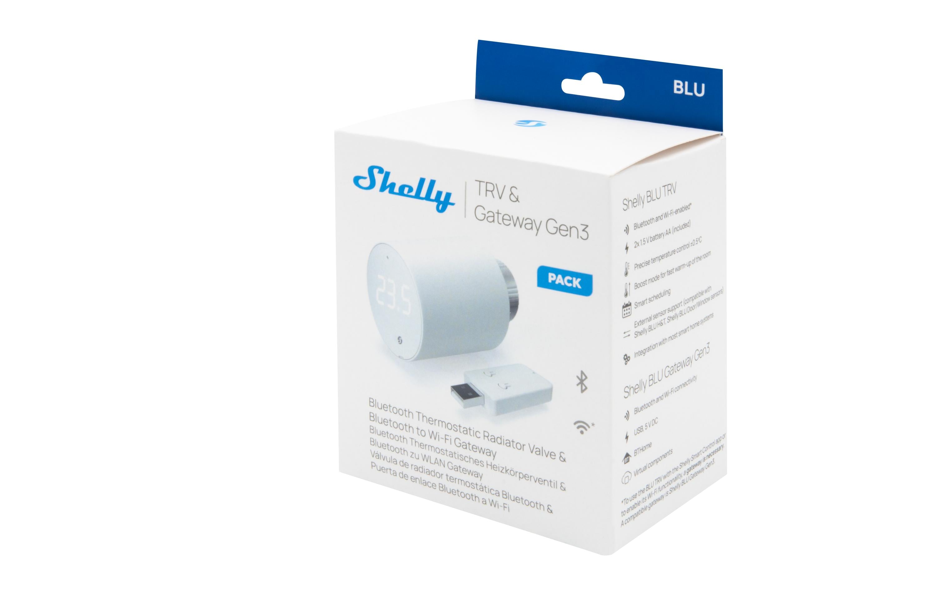 Shelly Plug & Play Blu TRV & Blu Gateway Gen3 Heizkörperthermostat