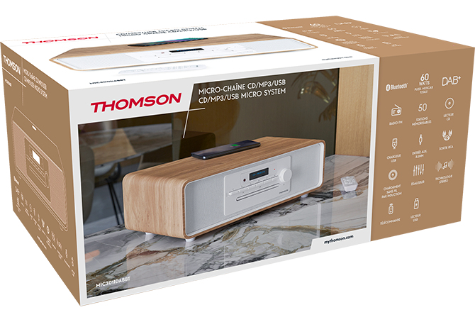 Thomson MIC301IDABBT Heim-Audio-Mikrosystem 60 W Holz, Weiß