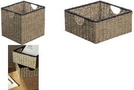 NHG Aufbewahrungskorb CARL, aus Seegras, eckig & flach handgefertigt, aus Seegras mit Metallrahmen, Farbe: - 1 Stück (53710800)