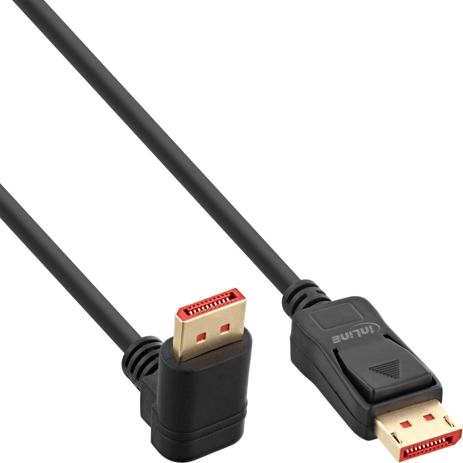 InLine - DisplayPort-Kabel - DisplayPort (M) zu DisplayPort (M) nach unten gewinkelt - DisplayPort 1,4 - 5,0m - unterstützt 8K 60 Hz (7680 x 4320), unterstützt 4K 120 Hz (3840 x 2160) - Schwarz (17155U)