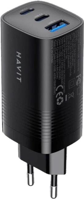 Havit UC20 - GaN 65 W Reiseladegerät mit drei Anschlüssen, schwarz (UC20 EU)