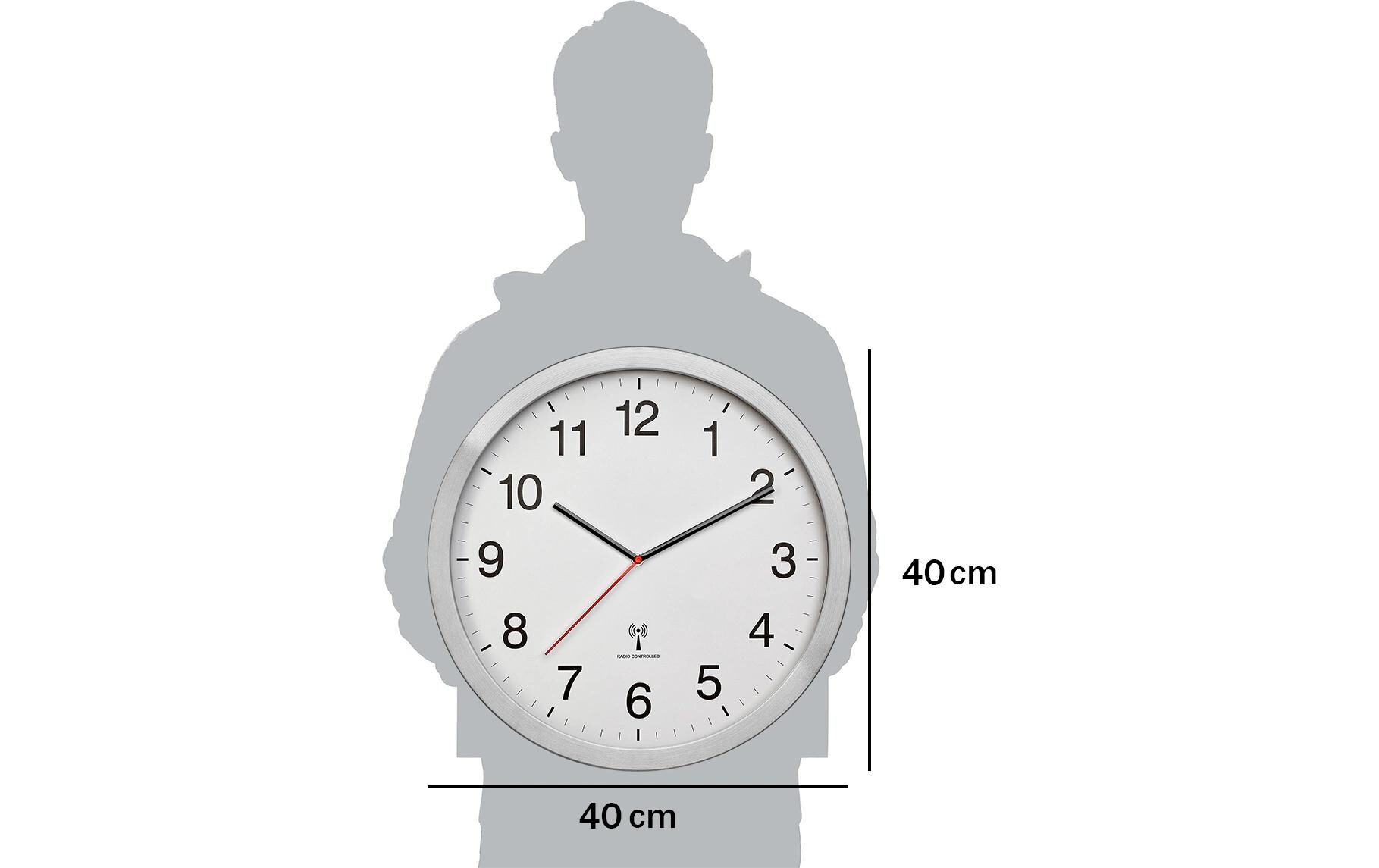TFA Dostmann Funk-Wanduhr 60.3545.02 400 mm Analog Silber Weiß