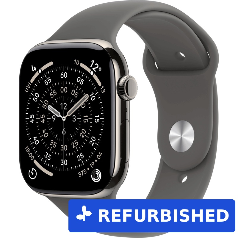 Apple Watch Series 11 GPS + Cellular 46 mm Natural Titanium Stone Grey Sport Band M/L (MFCX4ZR/A) (geöffnet)