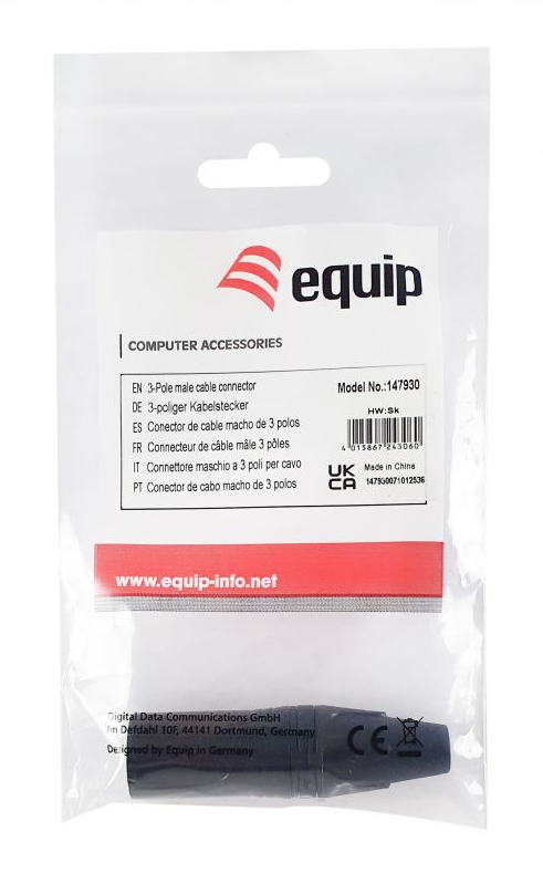 Equip 147930 3-poliger XLR-Kabelstecker Schwarz