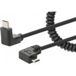 MANHATTAN Spiralkabel USB-C auf Micro-USB Ladekabel USB Typ-C-Stecker auf Typ Micro-B-Stecker, 1 m, verknotungsfreies, geringeltes Design, Winkelstecker, keine Datenübertragung, schwarz (356244)