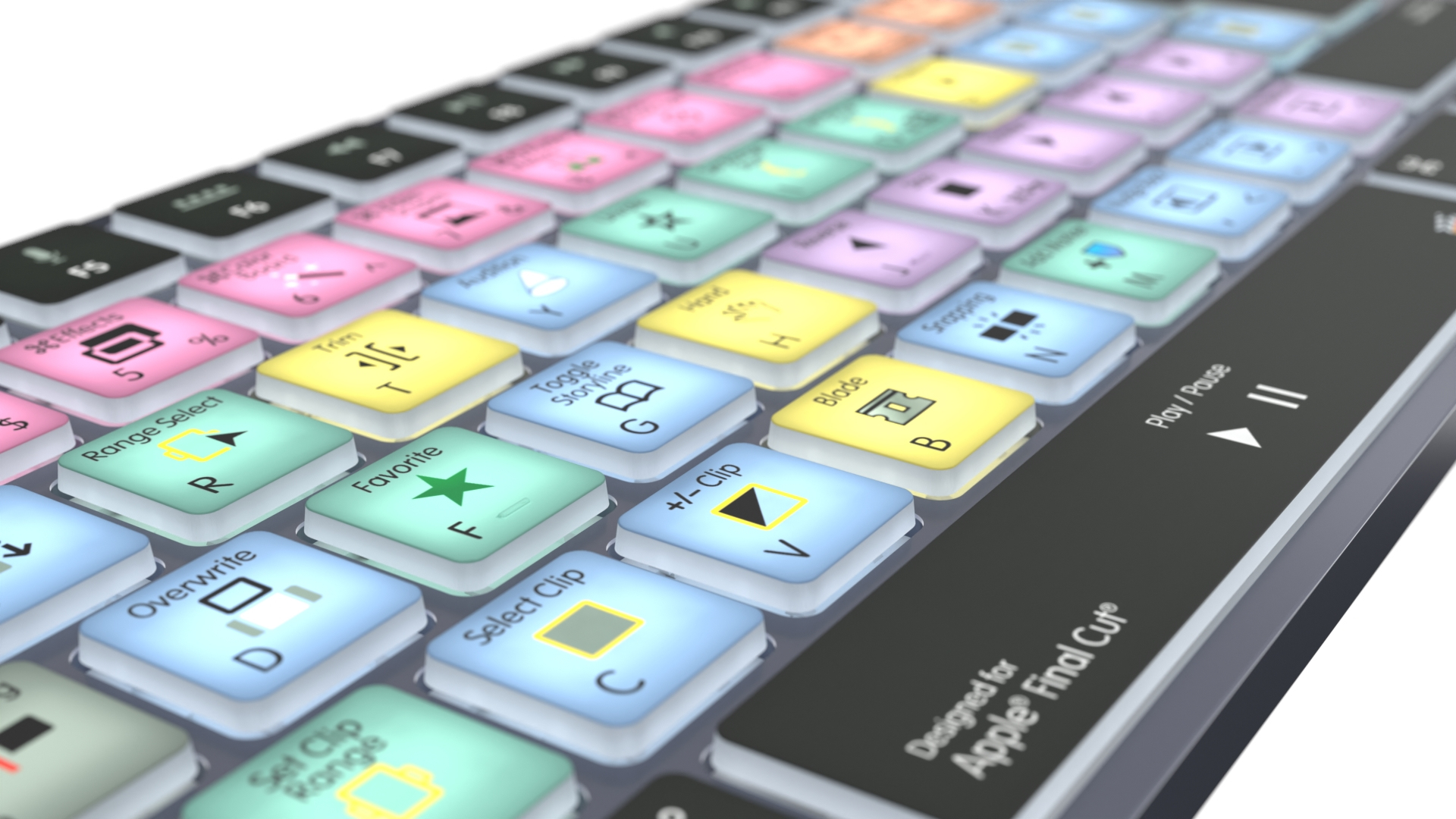 Logickeyboard Titan Apple Final Cut Pro X Bluetooth Tastatur QWERTZ Grau, Titan
