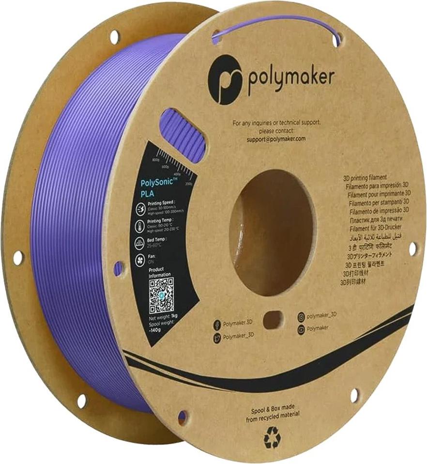 PLA HIGH SPEED 1,75mm PURPLE 1kg POLYMAKER POLYSONIC 3D FILAMENT (PA12008)