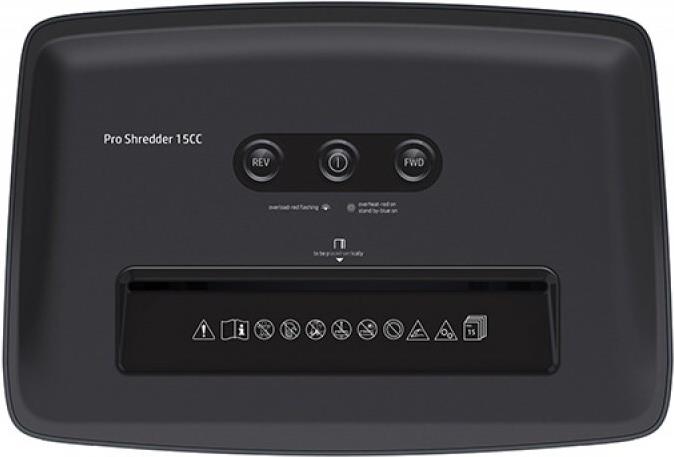HP Pro Shredder 15CC Aktenvernichter Partikelschnitt 4 x 35 mm P-4 bis 15 Blatt Schwarz
