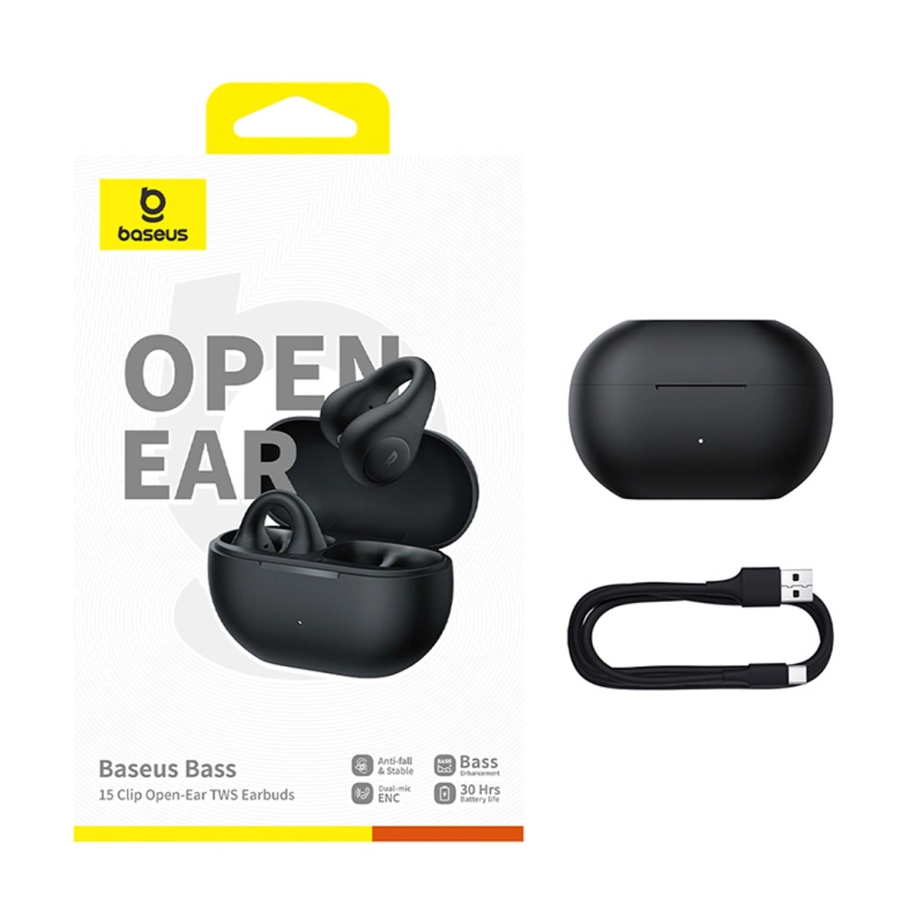 Baseus Bass 15 Clip Open Ear Bluetooth Kopfhörer Schwarz