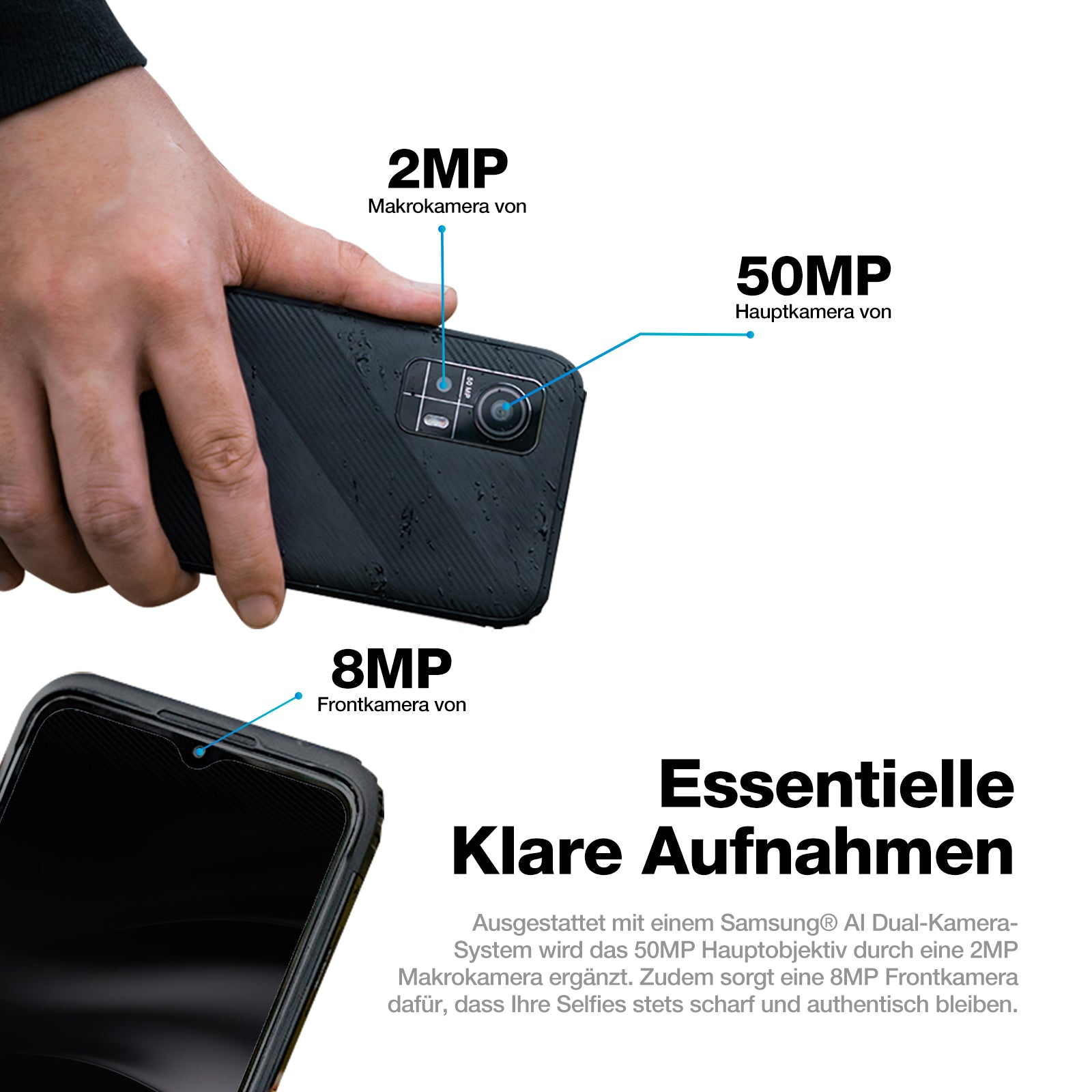AGM H6 Outdoor-Smartphone 6,56" HD+ 8 GB RAM 256 GB Schwarz