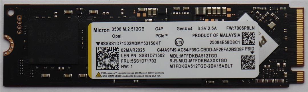 Lenovo SSD M.2 PCIe NVMe FRUM.2-2280 (5SS1D71702)