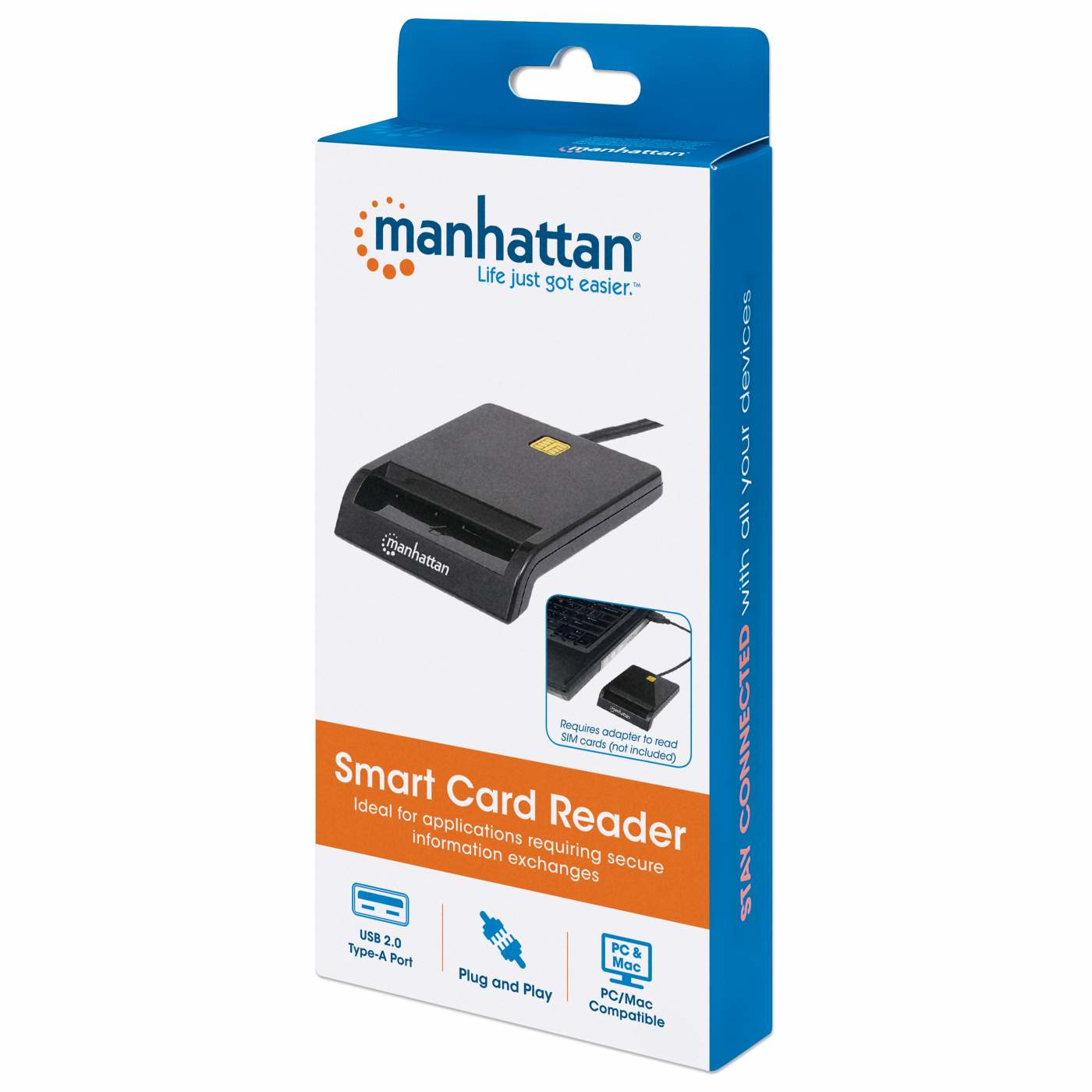 Manhattan 102049 SmartCard-Lesegerät USB 2.0 Schwarz
