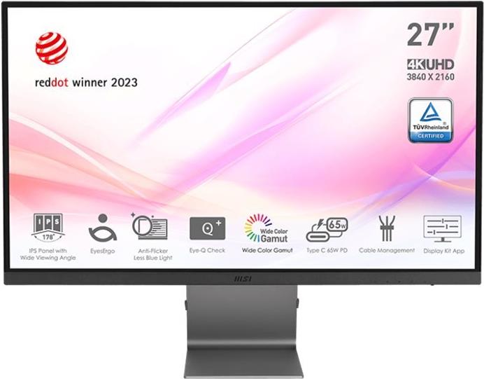 MSI Modern MD271ULDE, LED-Monitor - (69 cm(27" ), grau, 4K, HDMI, DisplayPort) [Energieklasse F] (9S6-3PB8CH-003)