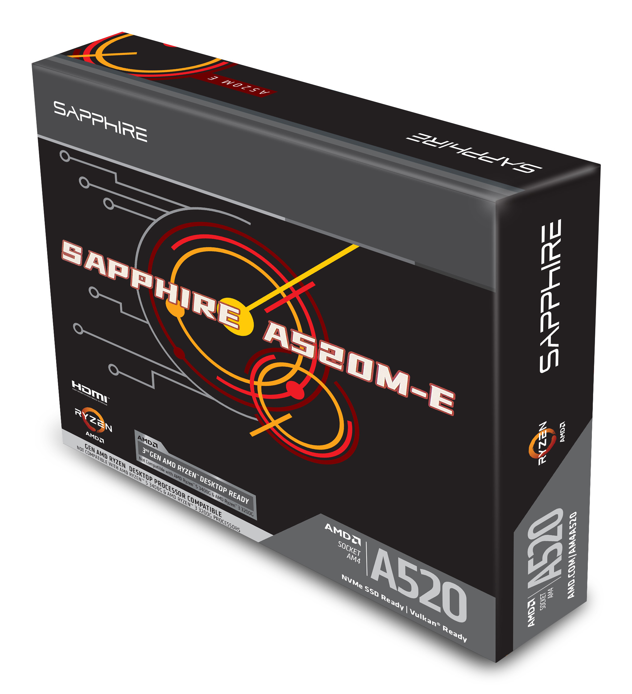 Sapphire A520M-E Mainboard Micro ATX Socket AM4 AMD A520 Schwarz