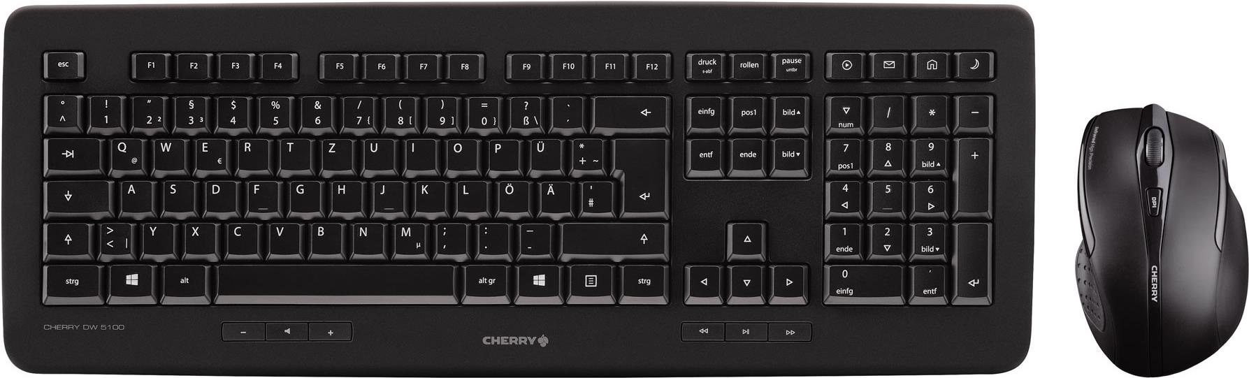 CHERRY DW 5100 - Tastatur-und-Maus-Set - kabellos - 2.4 GHz - GB - Tastenschalter: CHERRY LPK - Schwarz