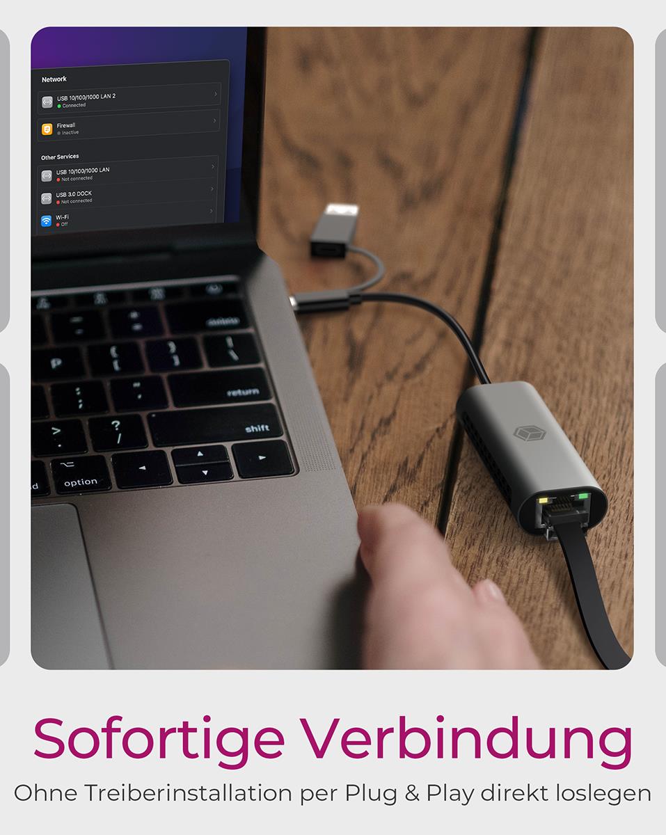 ICY BOX IB-LAN301-C3 Netzwerkadapter 2.5 Gbps Anthrazit