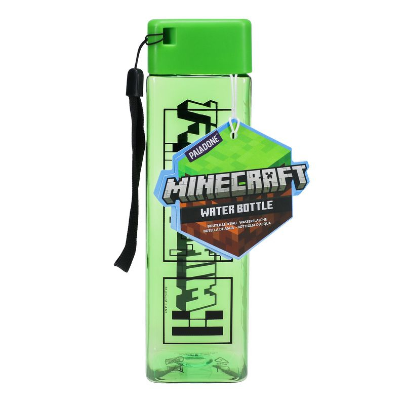 Paladone Minecraft Shaped Water Bottle 500 ml Schraubdeckel Schwarz, Grün