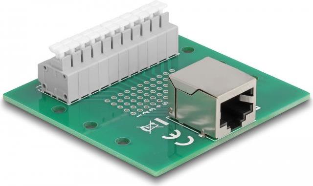 Delock RJ50 Buchse zu Terminalblock mit Drucktaster für Hutschiene (67012)