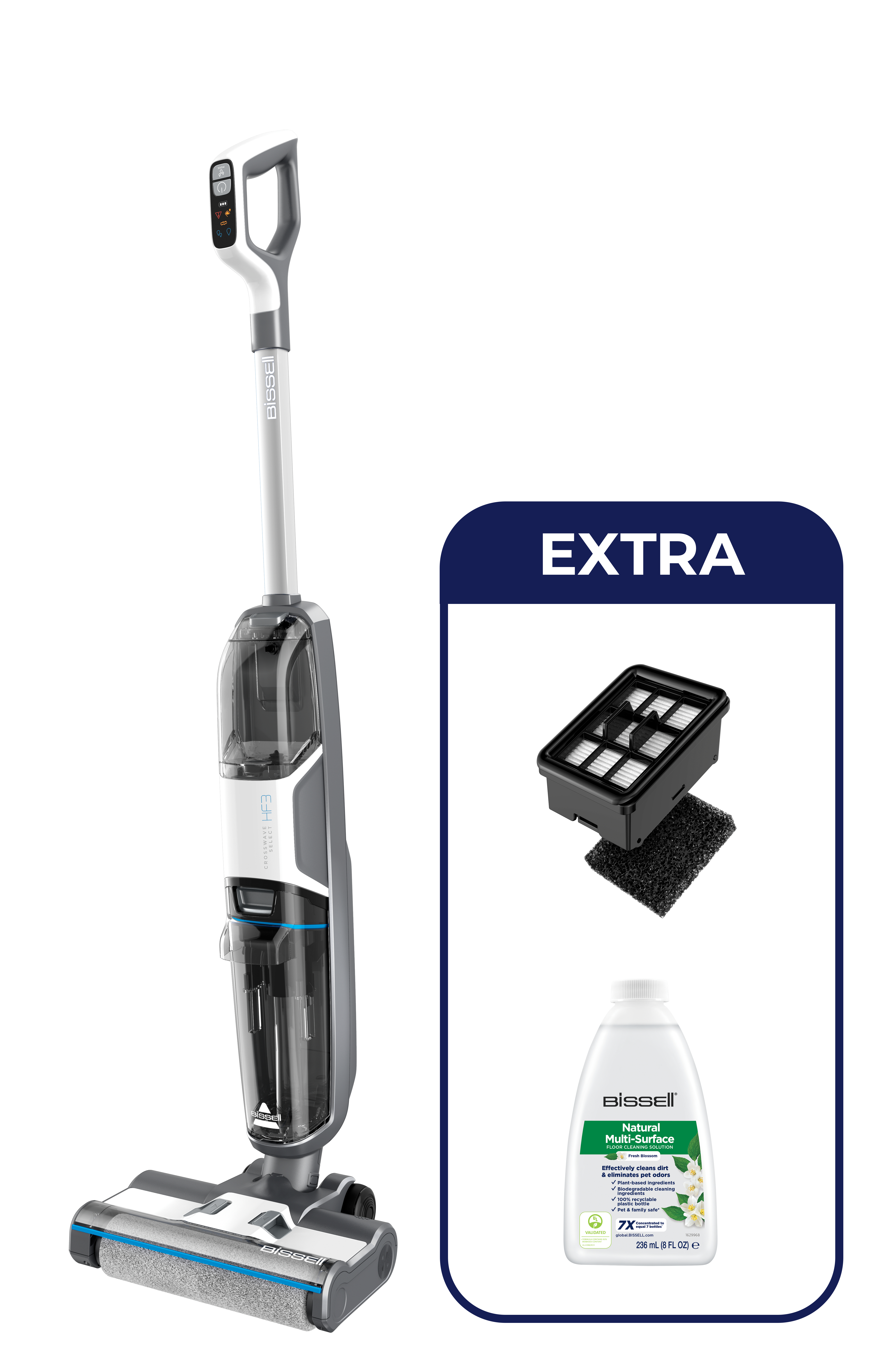 BISSELL CrossWave HF3 3639N Select 3in1 Akku-Standstaubsauger Trocken & Nass 25 min Grau, Weiß