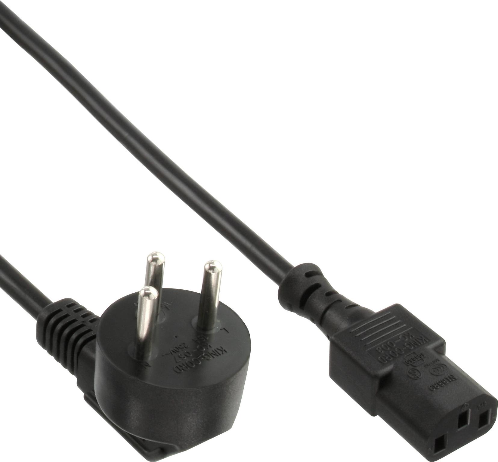 InLine Netzkabel SI 32 zu IEC C13 90°-Stecker 1,8 m Schwarz