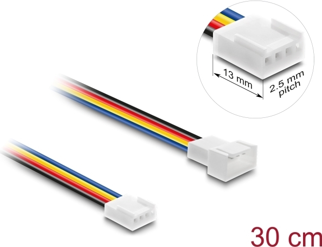 Delock Lüfter Verlängerungskabel PWM Stecker zu Buchse 4 Pin Steckerlänge 13 mm 30 (90871)