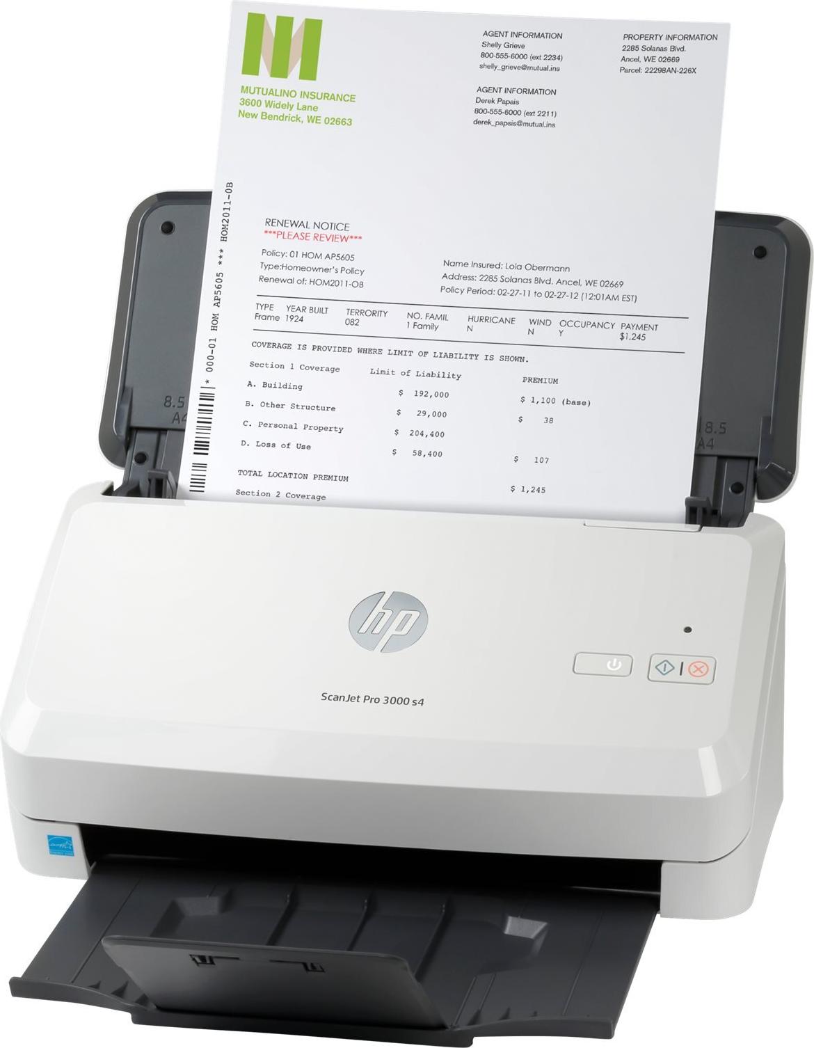 HP ScanJet Pro 3000 s4 Dokumentenscanner 600 dpi Duplex USB 3.0 Schwarz, Weiß