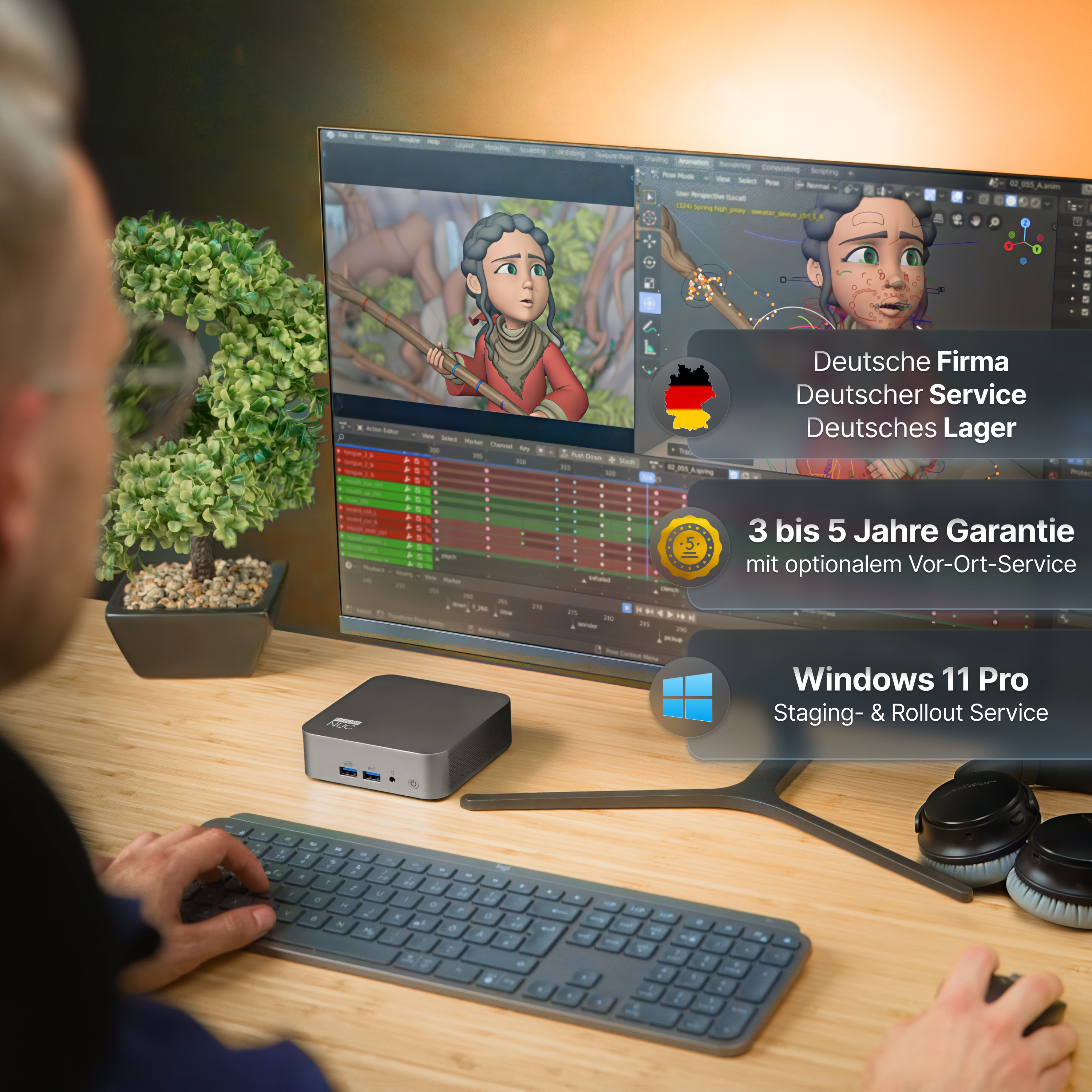 FUTURENUC Ryzen NUC NUCR78L-W11-1T/2x16W7 32 GB RAM 1 TB SSD Windows 11 Pro Grau, Metallisch