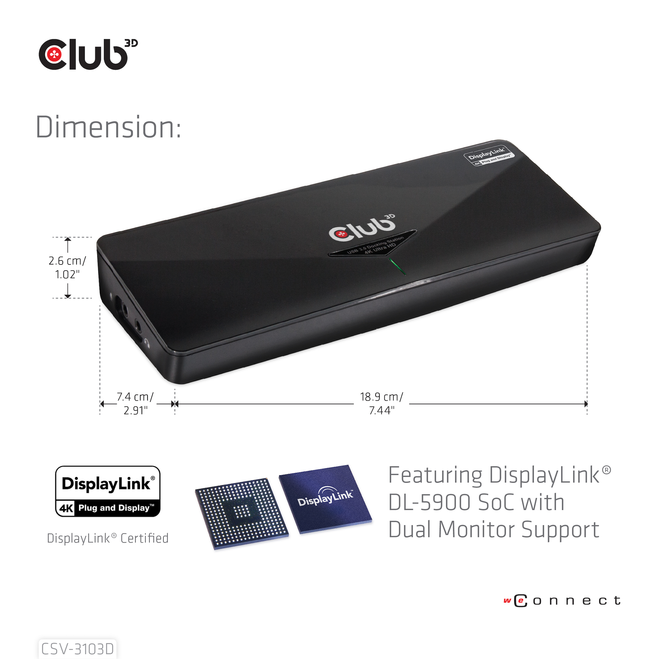 Club 3D SenseVision USB 3.0 4K Docking Station Schwarz