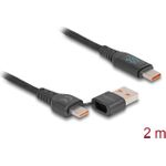 DeLOCK USB 2.0 Schnellladekabel USB Type-C™ + USB Typ-A Stecker zu USB Type-C™ Stecker PD 3.1 140 W mit Leistungsanzeige 1,20 m (88137)