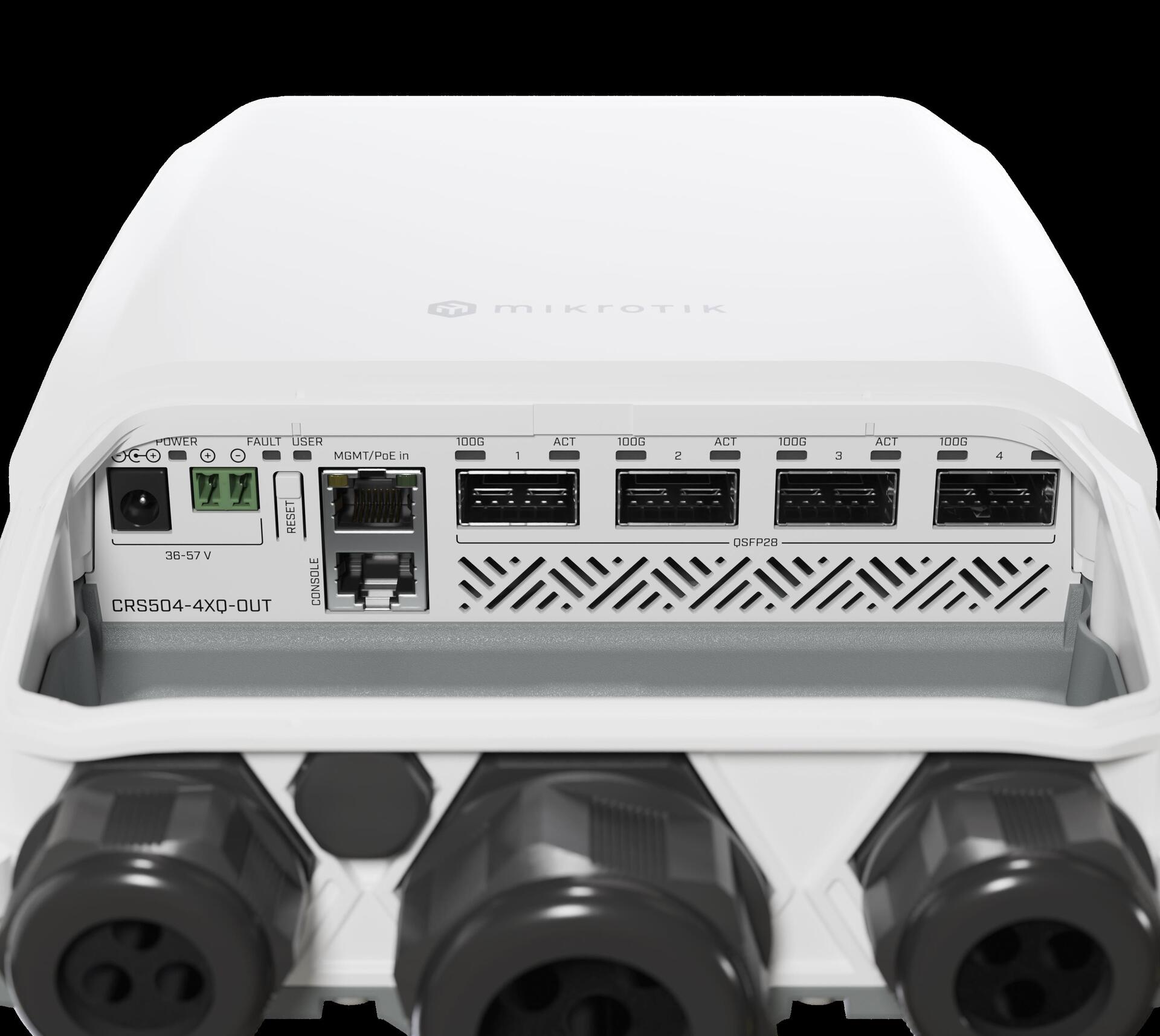 MikroTik CRS504-4XQ-OUT Managed L3 Switch 4x 100 Gigabit QSFP28 PoE IP66 Weiß