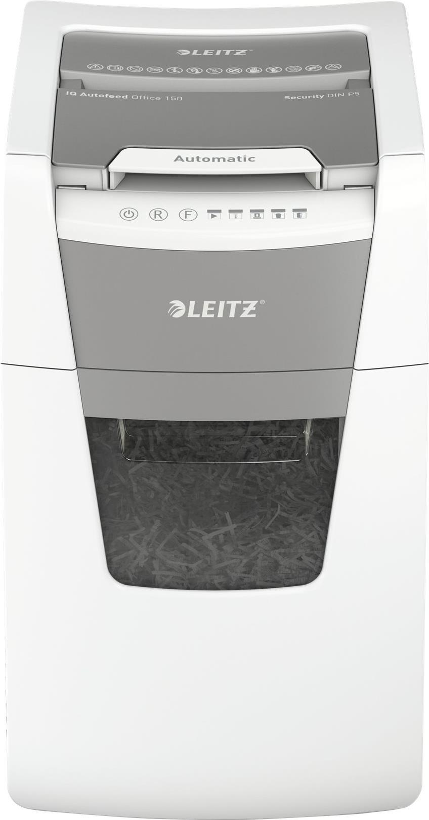 Leitz IQ AutoFeed Office 150 P4 Aktenvernichter Kreuzschnitt P4 Grau, Weiß
