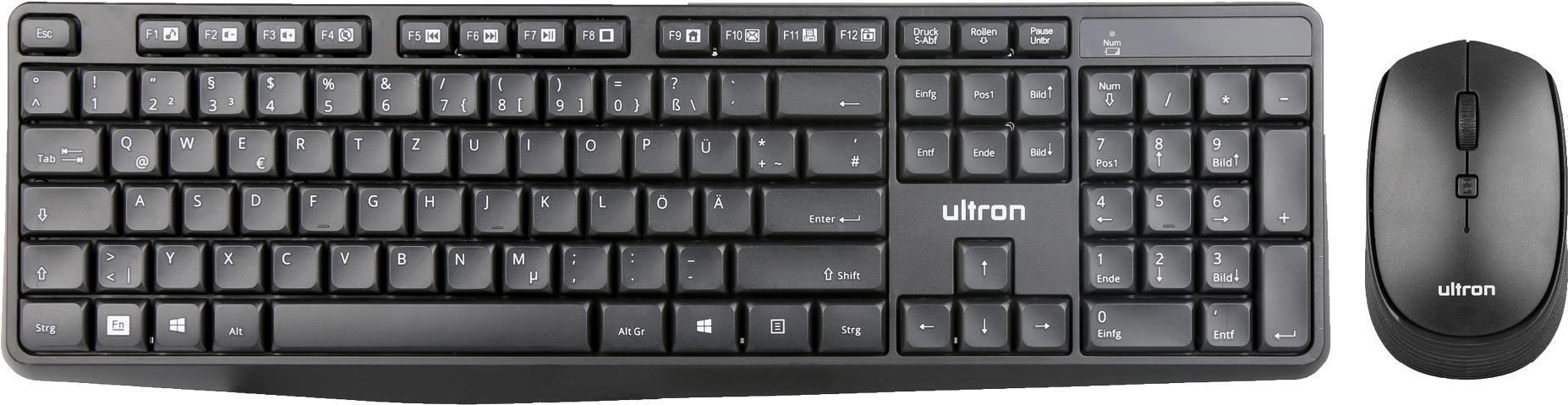 Ultron UMC300 Tastatur + Maus Set - RF Wireless Deutsch Schwarz (364180)