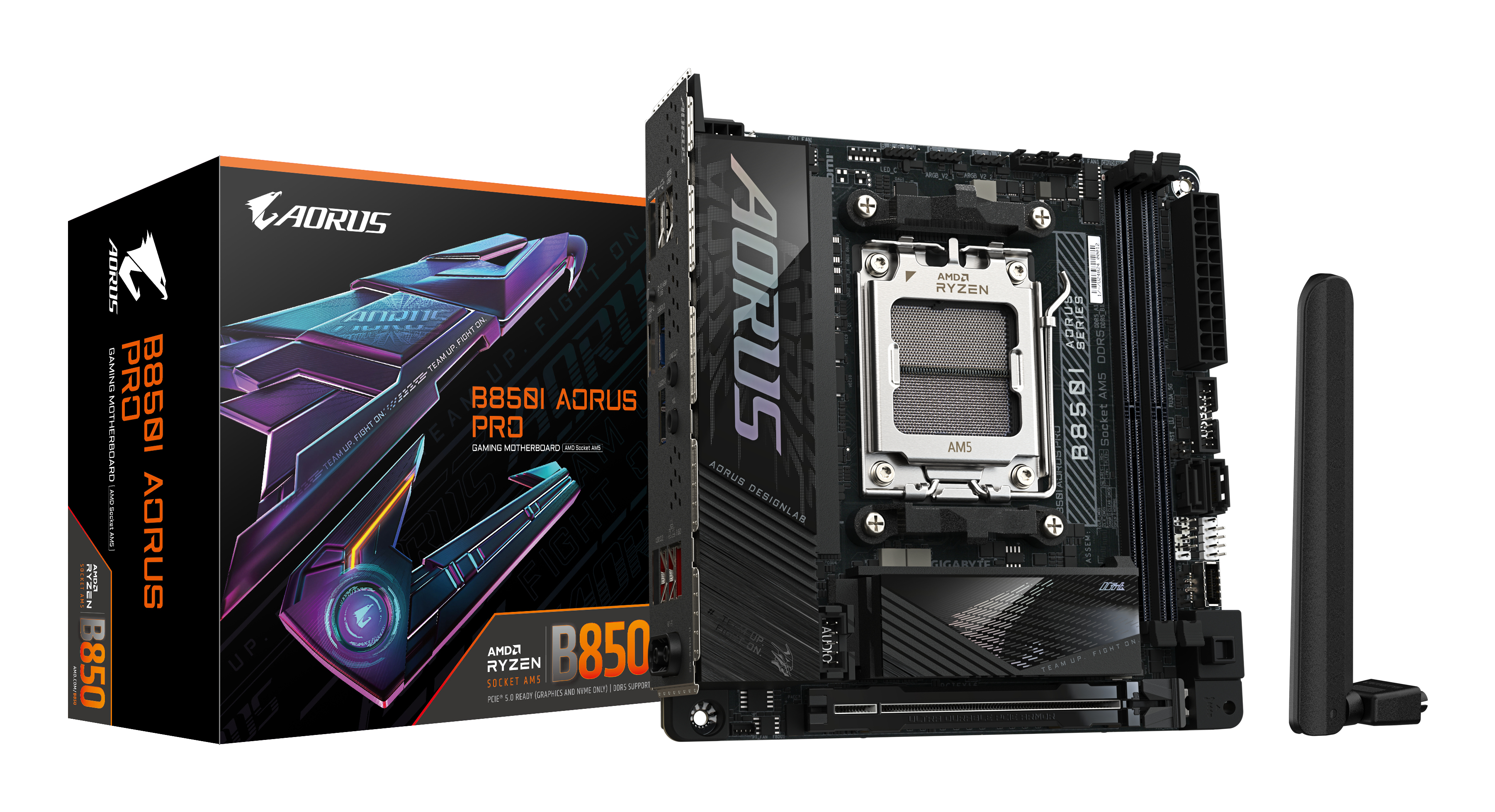 Gigabyte AORUS B850I PRO Mainboard AM5 DDR5 Mini-ITX Schwarz, Braun
