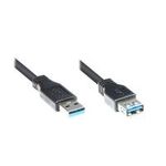 Verlängerung USB 3.0 Stecker A an Buchse A, schwarz, 1,8m, Good Connections® (2711-S02)