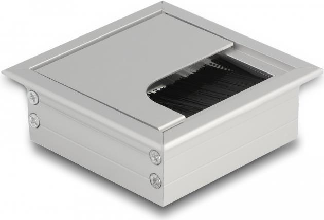 Delock Kabeldurchführung für Tischeinbau mit Bürste 80 x 80 x 28 mm silber (66860)
