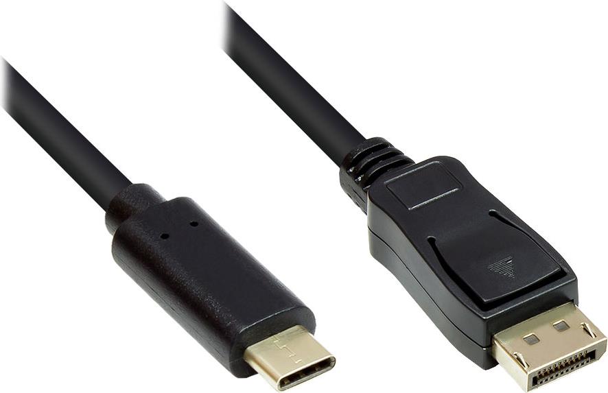 Adapterkabel USB-C™ Stecker an DisplayPort 1.2 Stecker, 4K2K / UHD 60Hz, CU, schwarz, 5m, Good Connections® (GC-M0108)