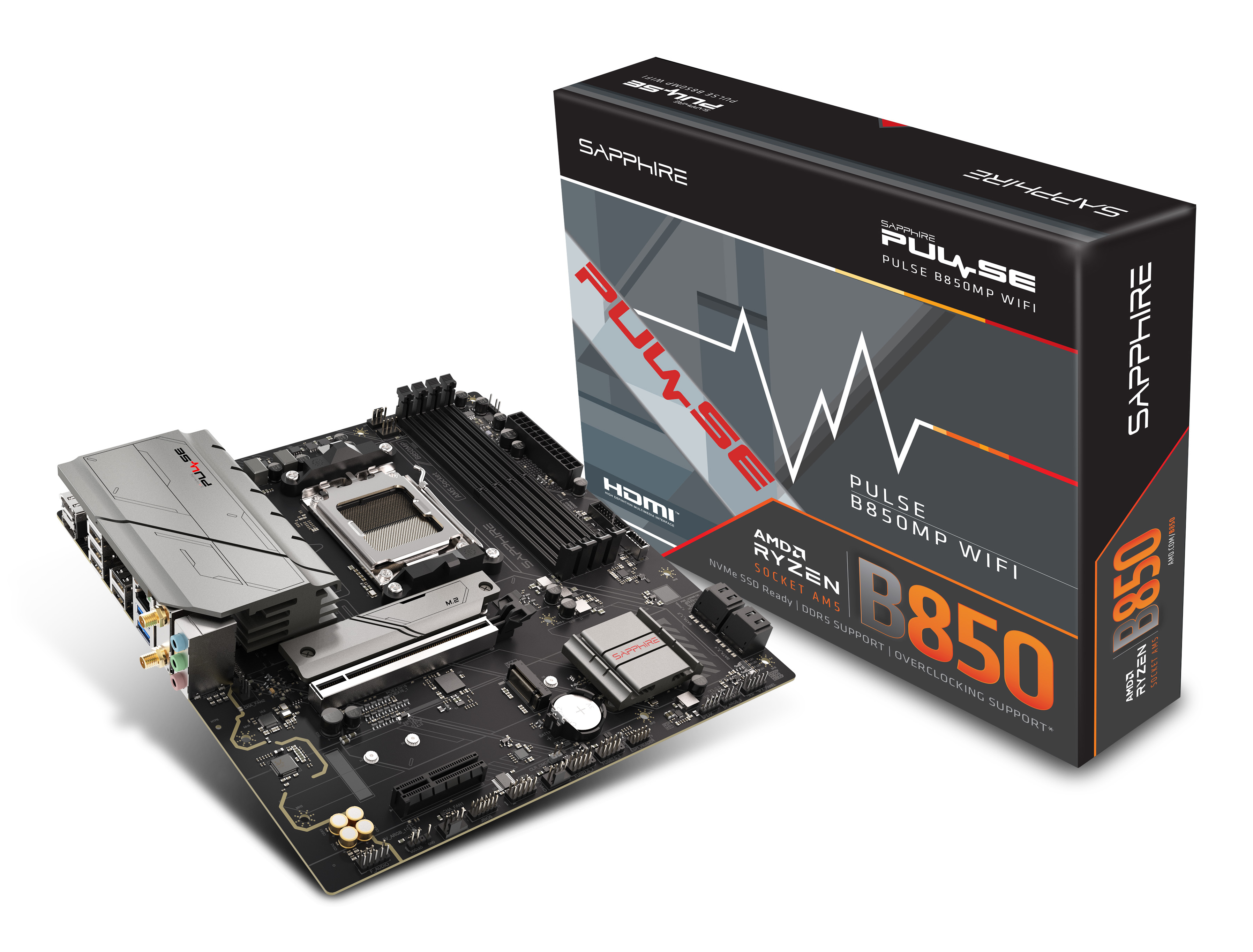 Sapphire PULSE B850M WIFI Mainboard AMD B850 Sockel AM5 micro ATX Schwarz