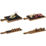 APS Servierbrett, 2-teilig (B)260 x (T)180 mm rustikales Brett aus Akazienholz, mit Aufhängeloch und - 1 Stück (810)